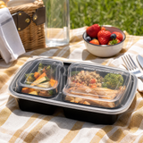 32oz  2 compartments Rectangular Plastic Microwaveable Food Container 150 sets/cs
