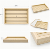 Wooden Sushi Neta Box with Clear Lid 19.75" x 11.75" x 2.25"