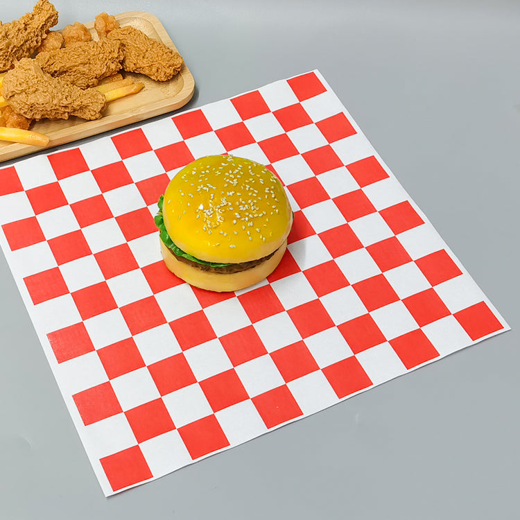 1000 Pcs Red and White Checkered Greaseproof Wax Paper Sheets for Food, 12x12 / 14x14 Inch