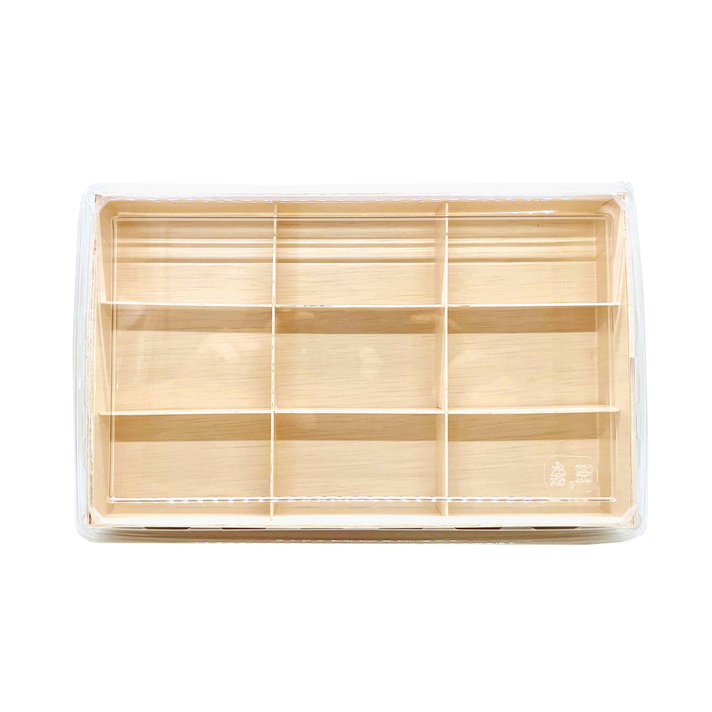 WBRT-01 - 10.5"x 6"  9 Compartments Wooden Box with Plastic Lids