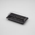 ST-1-006 | 6.7x3.9x1.8in Heavy Duty PET Sushi Trays with Lids, Blue/Black/Sakura Bases with Clear Lids, 100/200/400 sets