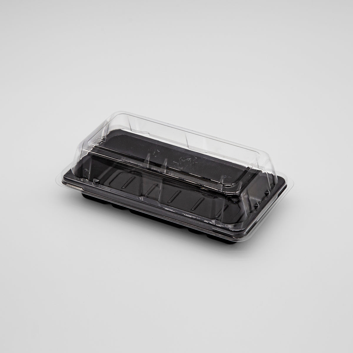 ST-1-006 | 6.7x3.9x1.8in Heavy Duty PET Sushi Trays with Lids, Blue/Black/Sakura Bases with Clear Lids, 100/200/400 sets