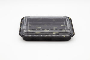 STI-830 Black Rectangle Sushi PP Tray with Lid 200sets