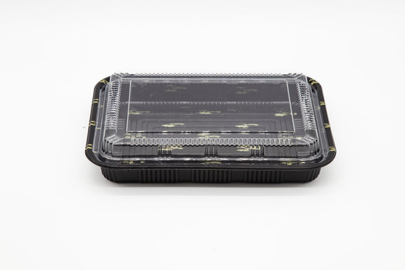 STI-830 Black Rectangle Sushi PP Tray with Lid 200sets