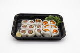 STI-830 Black Rectangle Sushi PP Tray with Lid 200sets