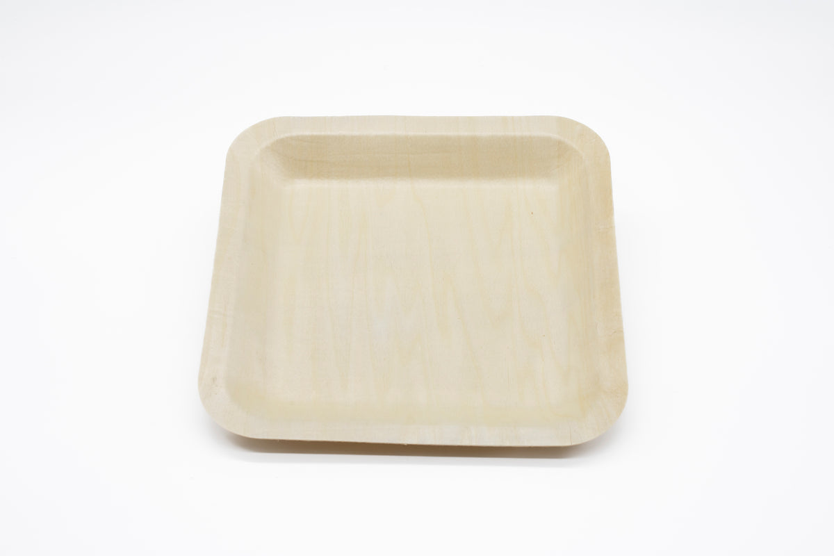 WPS Square Shallow Wooden Plate