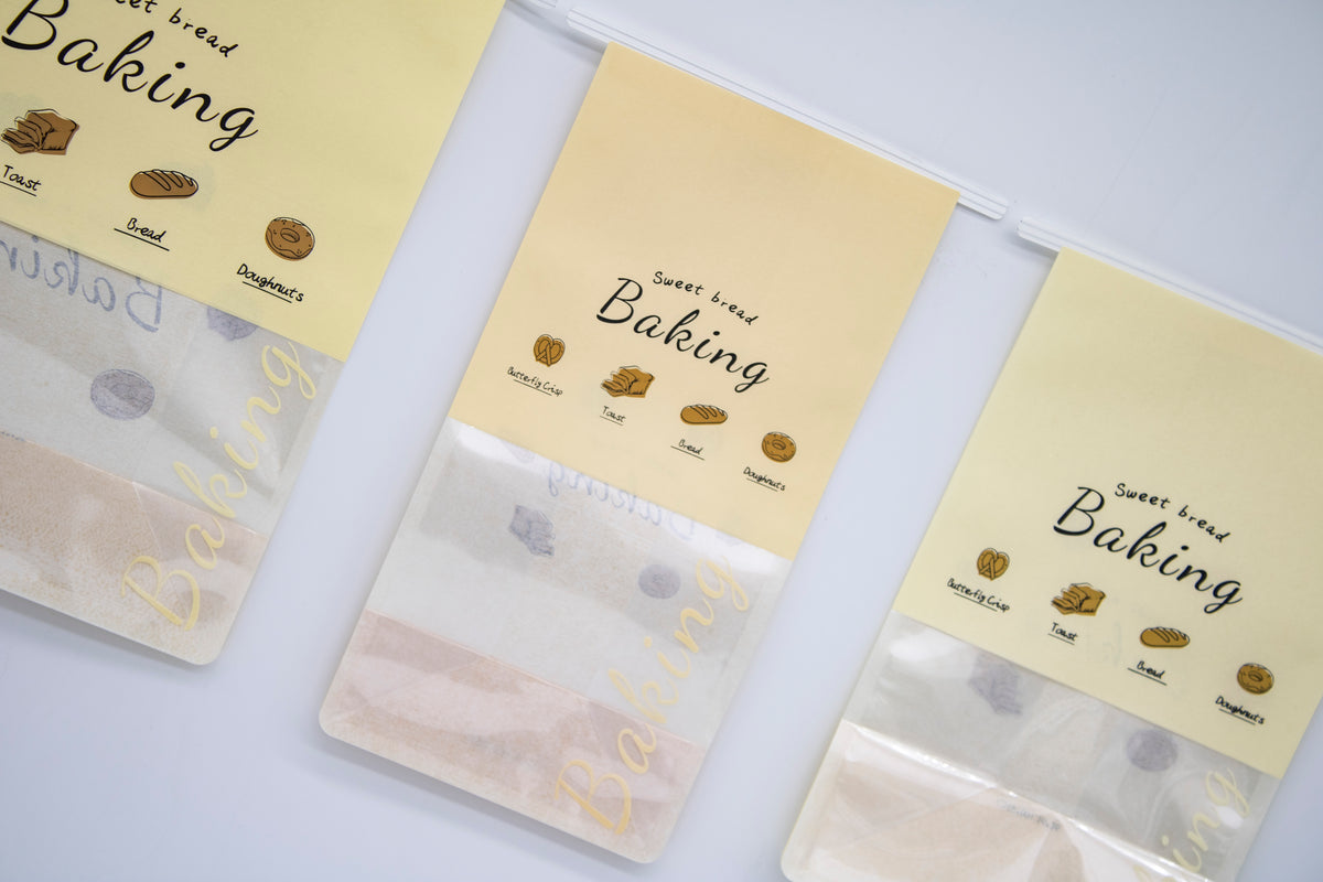 "Sweet Baking" Series Tin-Tie Paper Bags – Warm Yellow Bags with Display Window