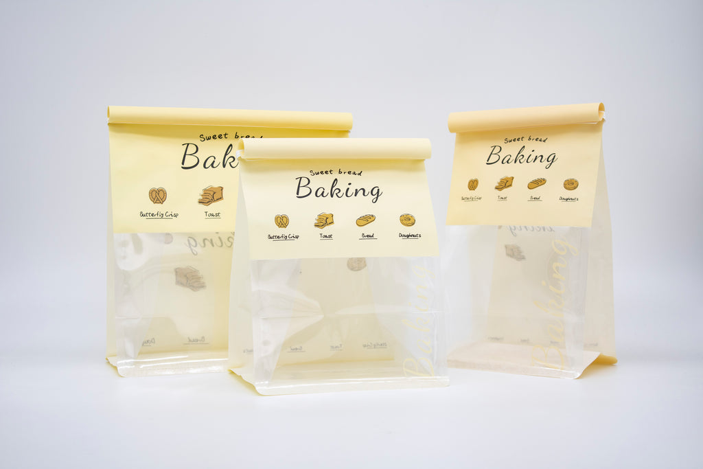 "Sweet Baking" Series Tin-Tie Paper Bags – Warm Yellow Bags with Display Window