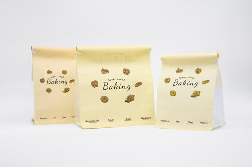"Sweet Baking" Series Tin-Tie Paper Bags – Warm Yellow Bags with Display Window