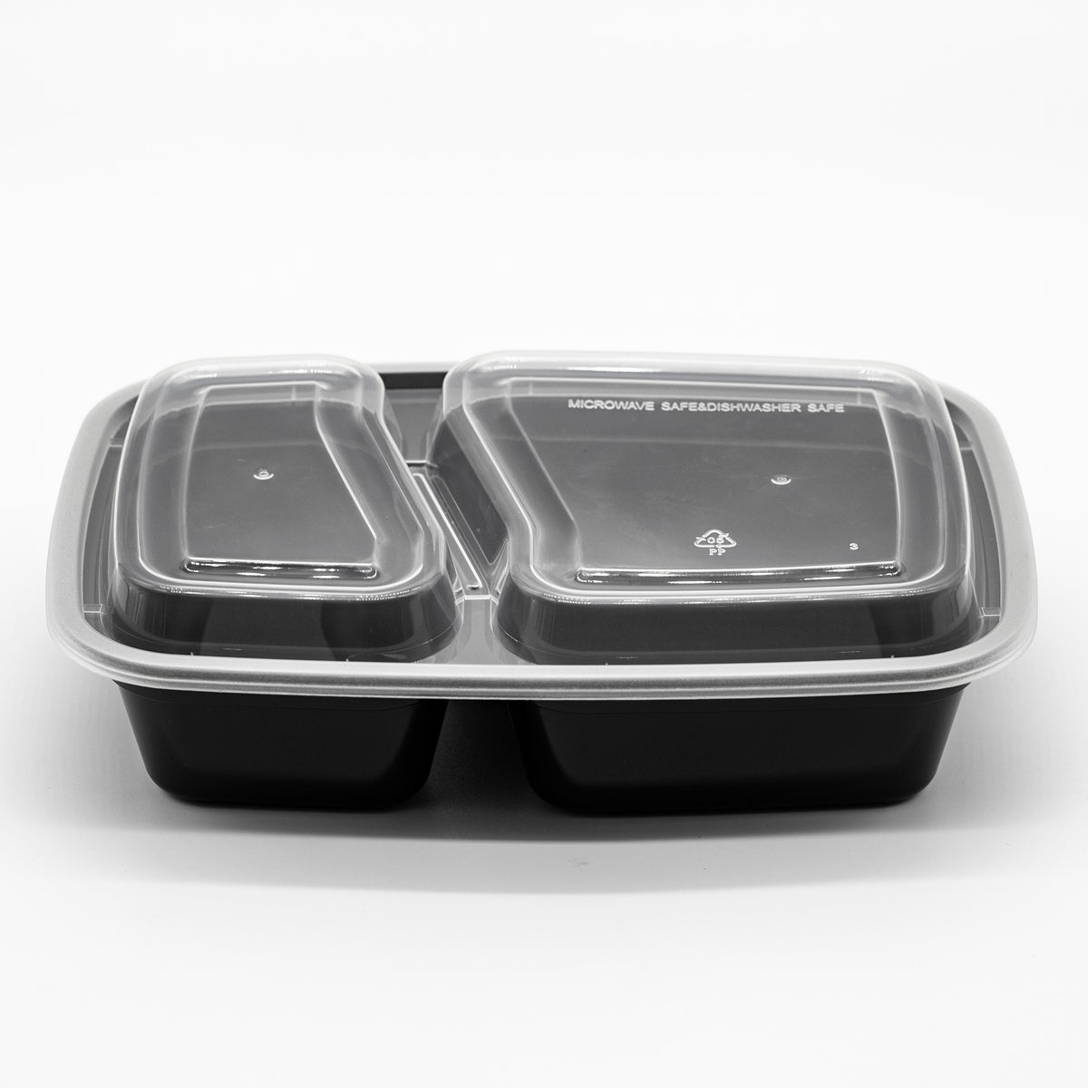 32oz  2 compartments Rectangular Plastic Microwaveable Food Container 150 sets/cs