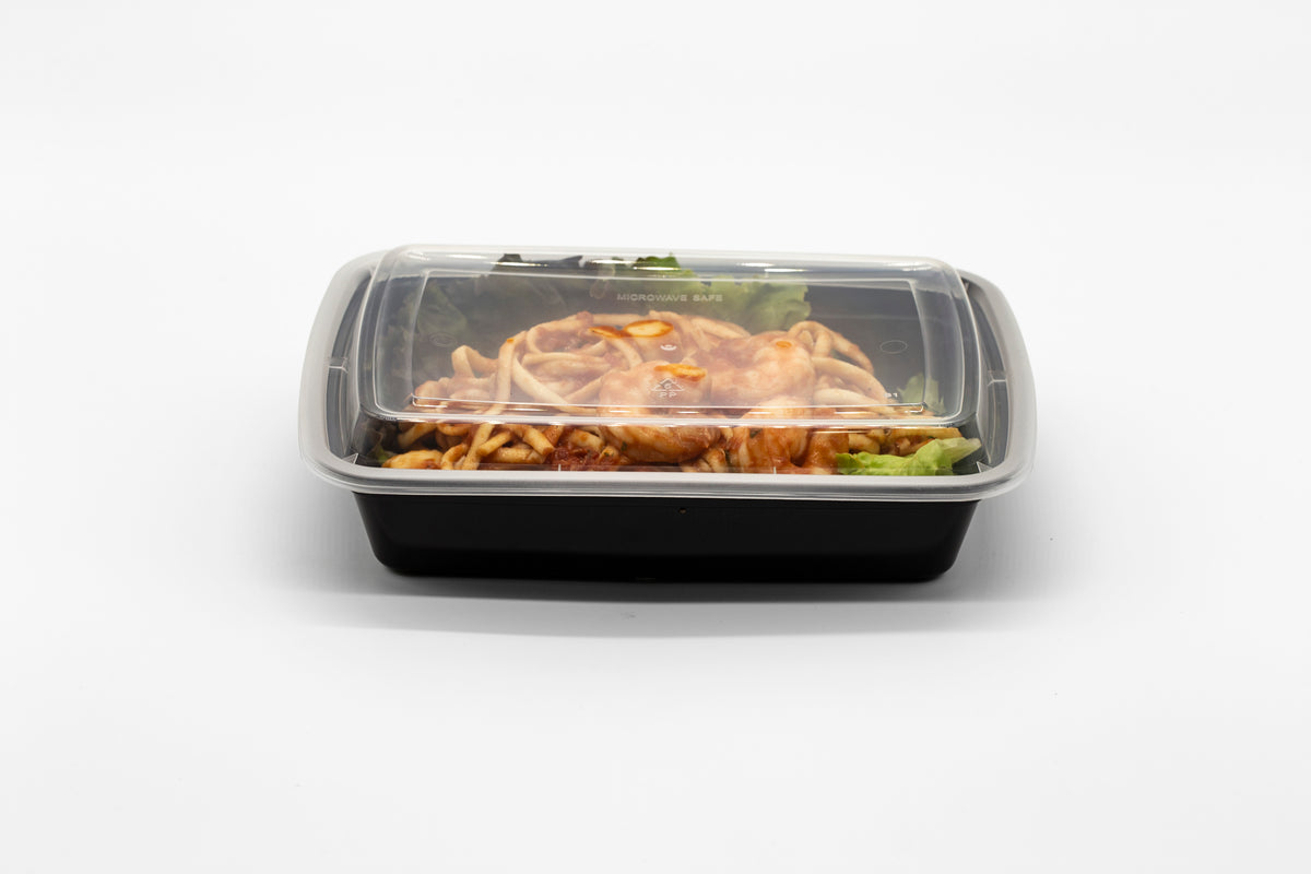 28oz Rectangular Plastic Microwaveable Food Container 150 sets/cs