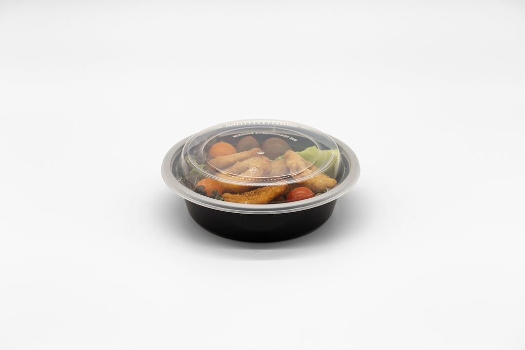 24oz Round Plastic Microwaveable Food Container 150 sets/cs