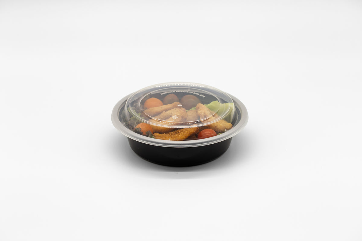 24oz Round Plastic Microwaveable Food Container 150 sets/cs