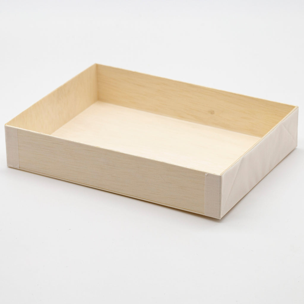 WBFD-145 - 7.5"x5.71" Foldable Rectangular Wooden Container Togo Food Sushi Box Serving Trays with Lids