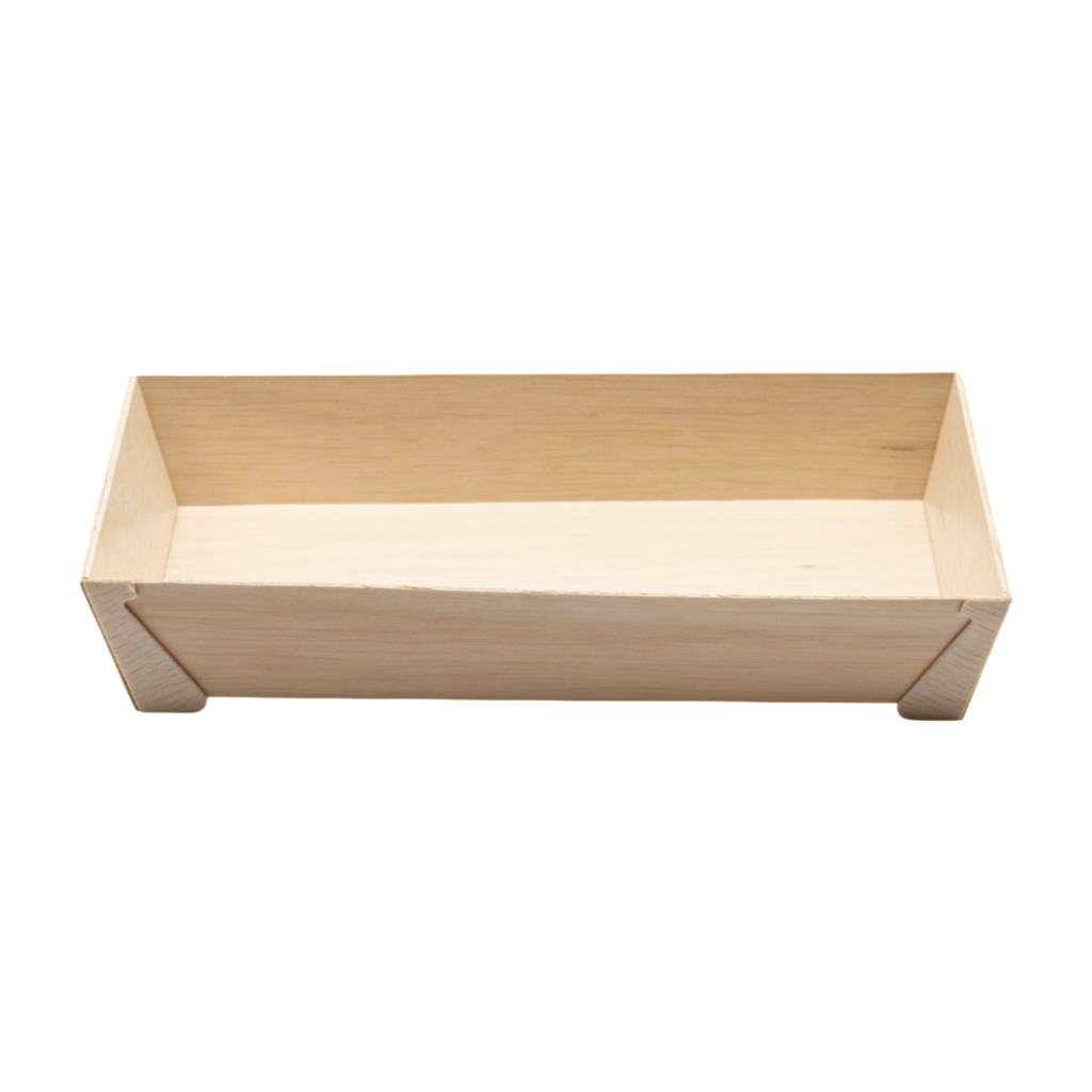 WBRT-410 - 7"x 4.76" Rectangular Wooden Container Togo Food Sushi Box Serving Trays 100sets
