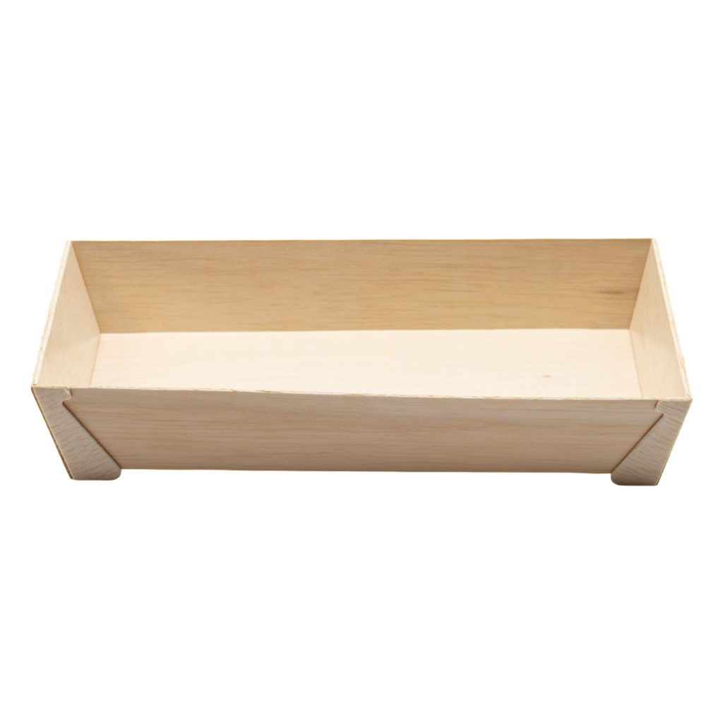 WBRT-420 - 8.5"x5.59" Rectangular Wooden Sushi Container Togo Food Serving Trays 100sets