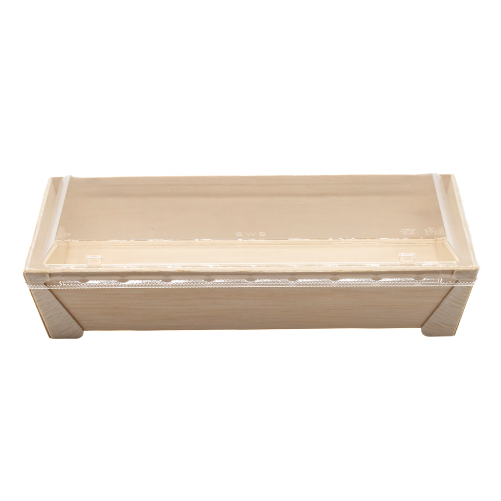 WBRT-420 - 8.5"x5.59" Rectangular Wooden Sushi Container Togo Food Serving Trays 100sets