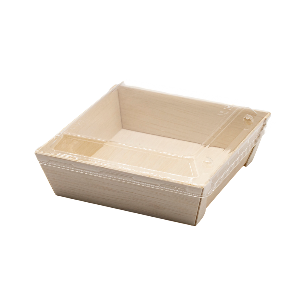 WBS-435 - 5" Square Wooden Container Togo Food Sushi Box Serving Trays 100sets