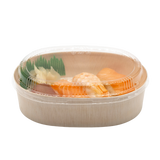 6.8" Round Wooden Sushi Container with Lid, Eco-Friendly Takeout Food Box, Disposable Sushi Tray for Noodle Salad Catering | WBR-06