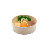 5" Round Wooden Sushi Container with Lid, Eco-Friendly Takeout Food Box, Disposable Sushi Tray for Noodle Salad Catering | WBR-05