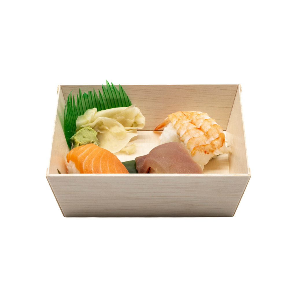 WBS-435 - 5" Square Wooden Container Togo Food Sushi Box Serving Trays 100sets