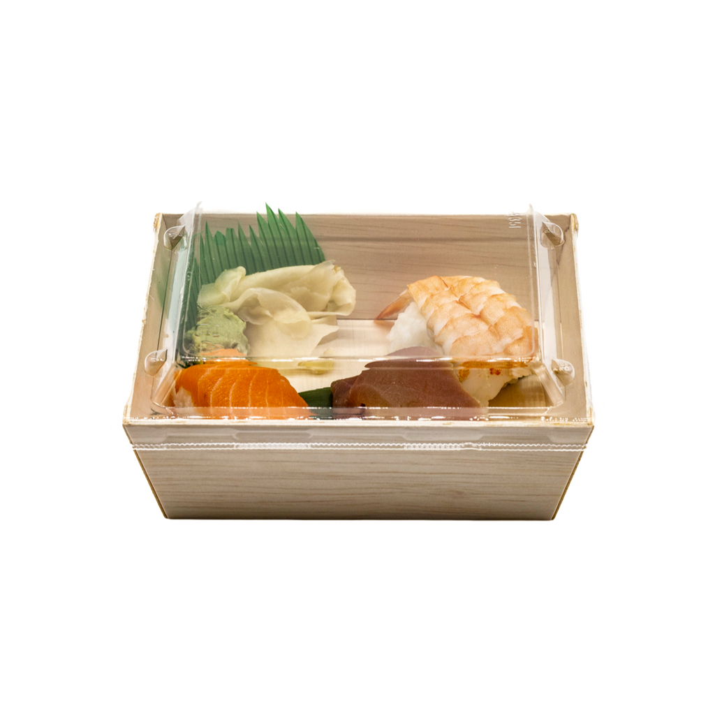WBS-435 - 5" Square Wooden Container Togo Food Sushi Box Serving Trays 100sets