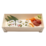 WBRT-420 - 8.5"x5.59" Rectangular Wooden Sushi Container Togo Food Serving Trays 100sets