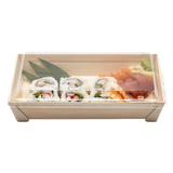 WBRT-420 - 8.5"x5.59" Rectangular Wooden Sushi Container Togo Food Serving Trays 100sets