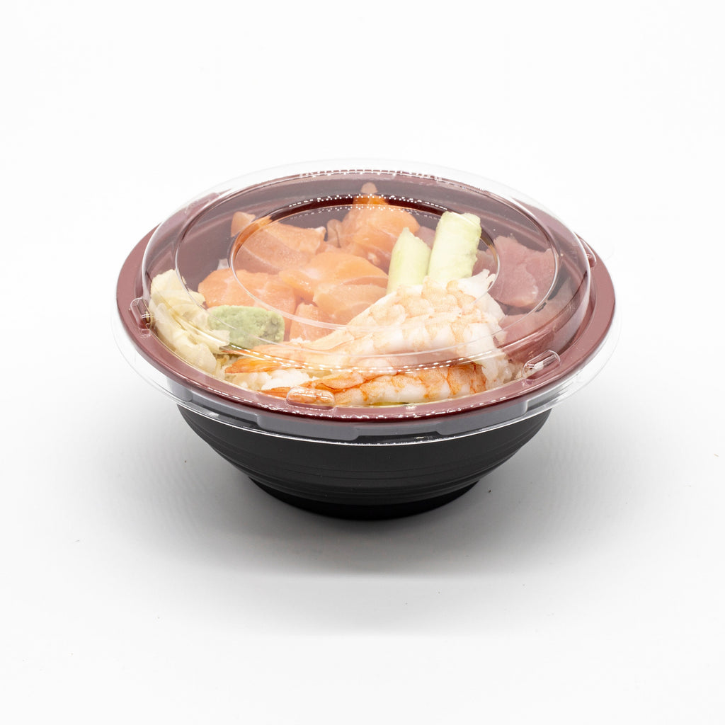 DB-314RB  34oz/1000ml Take Out Donburi bowl With Clear Lid Plastic 300sets