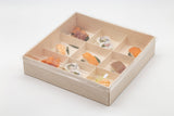 WBRT-440 8.42"x8.42"  9 Compartments Wooden Box Food Sushi Container w/ Plastic Lids