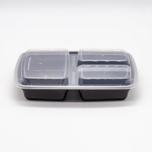 32oz  3 compartments Rectangular Plastic Microwaveable Food Container 150 sets/cs