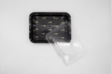 STI-830 Black Rectangle Sushi PP Tray with Lid 200sets