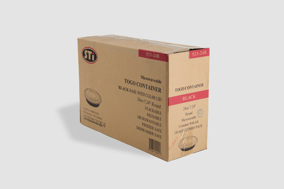 24oz Round Plastic Microwaveable Food Container 150 sets/cs
