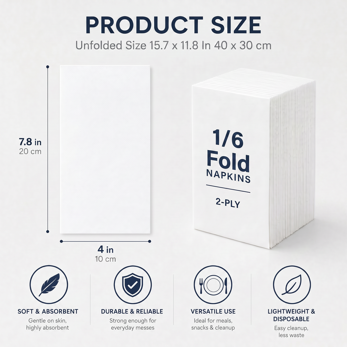 15.7 x 11.8 Inches 1/6 fold Disposable Dinner Paper Napkin 600 counts