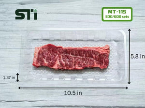 MT-115 Clear 10 3/4 x5 3/4 x1 1/4"  PET Moisture-Lock Meat Tray 300 counts