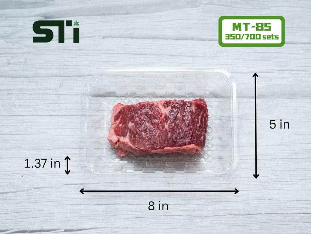 MT-85 Clear 8x4 1/2 x1 1/4"  PET Moisture-Lock Meat Tray 350 counts