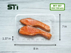 MT-87 Clear 8 x5x1 1/4"  PET Moisture-Lock Meat Tray 350 counts