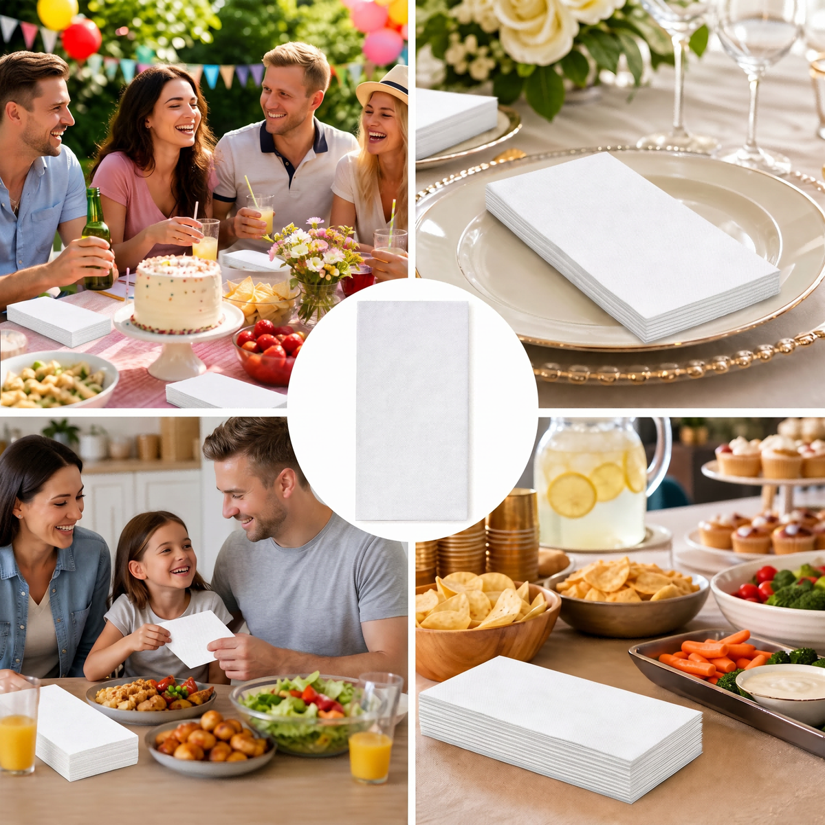 15.7 x 11.8 Inches 1/6 fold Disposable Dinner Paper Napkin 600 counts