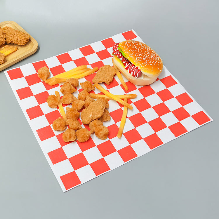 1000 Pcs Red and White Checkered Greaseproof Wax Paper Sheets for Food, 12x12 / 14x14 Inch