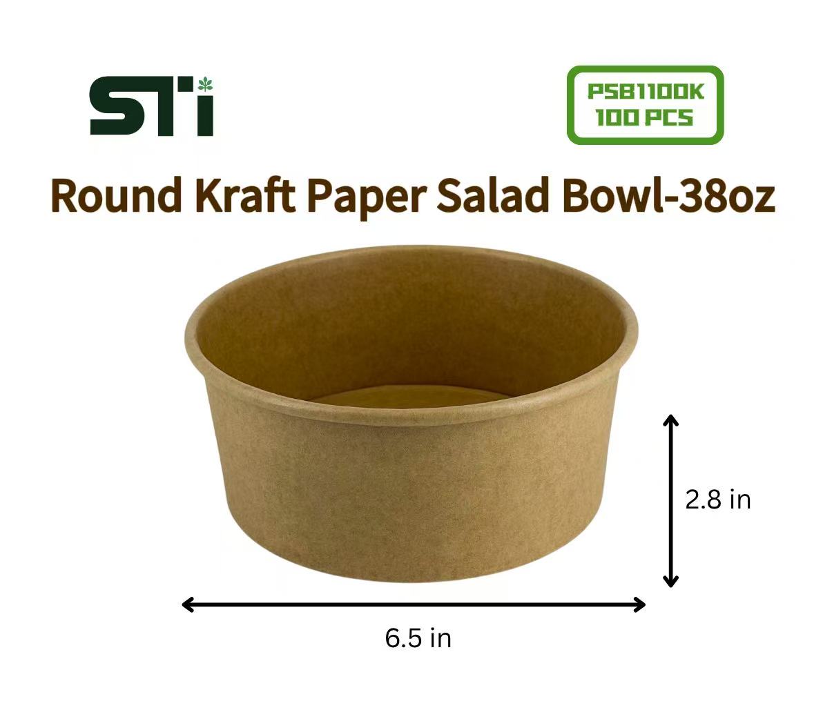 100pcs Round Kraft Paper Salad Bowl(16-44oz) Meal Prep Bowl.Lid Sold Separately