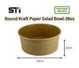 100pcs Round Kraft Paper Salad Bowl(16-44oz) Meal Prep Bowl.Lid Sold Separately