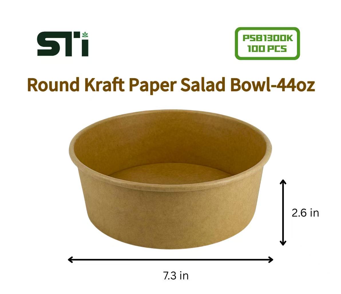 100pcs Round Kraft Paper Salad Bowl(16-44oz) Meal Prep Bowl.Lid Sold Separately