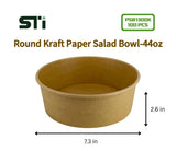 100pcs Round Kraft Paper Salad Bowl(16-44oz) Meal Prep Bowl.Lid Sold Separately