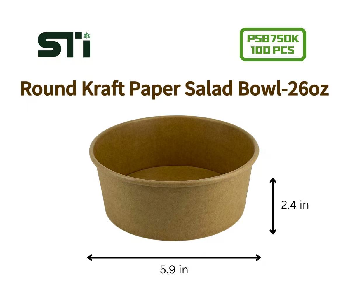 100pcs Round Kraft Paper Salad Bowl(16-44oz) Meal Prep Bowl.Lid Sold Separately