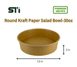 100pcs Round Kraft Paper Salad Bowl(16-44oz) Meal Prep Bowl.Lid Sold Separately