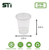 100 sets Cold Cup Clear PET Cup 16oz/20oz/24oz w/ Lids