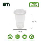 100 sets Cold Cup Clear PET Cup 16oz/20oz/24oz w/ Lids