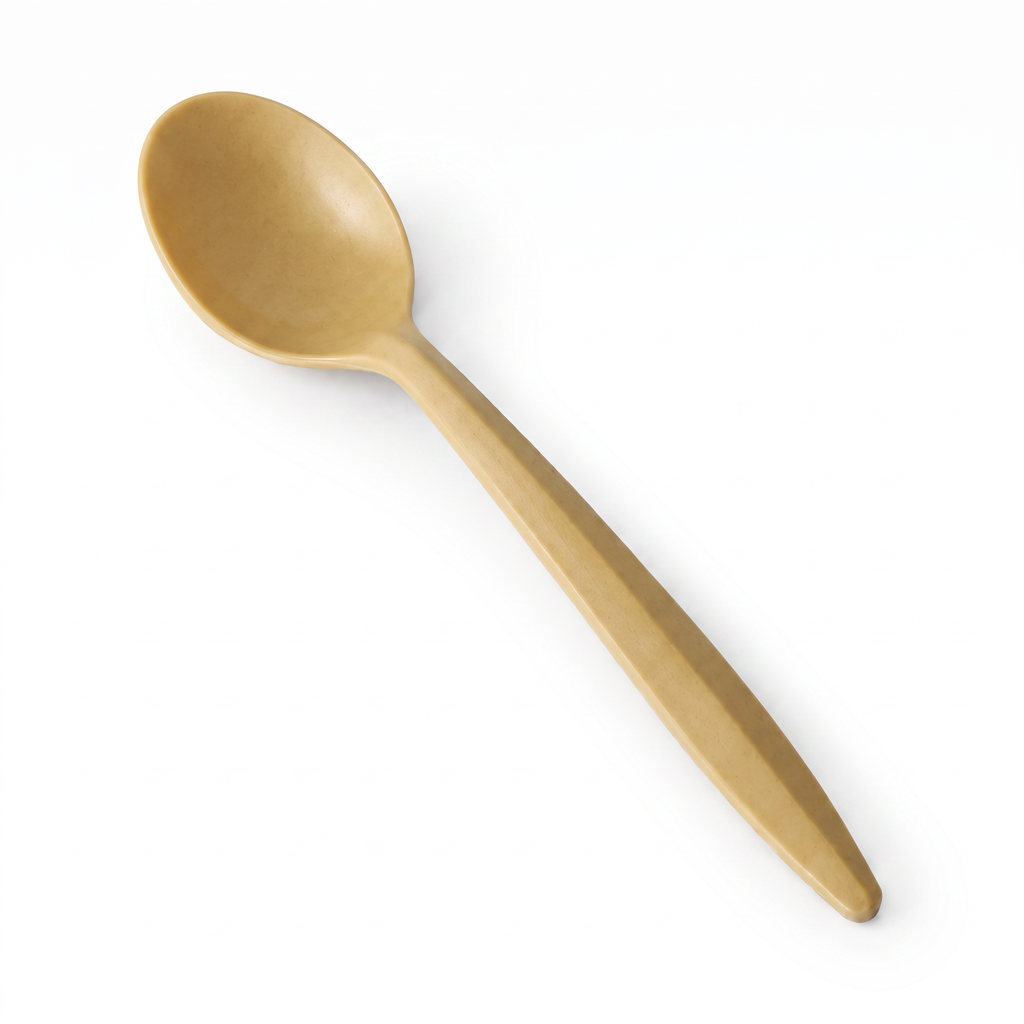 1000pcs Plant Starch Soup Spoon 140mm Gold with Faceted Handle | Biodegradable Disposable Spoon