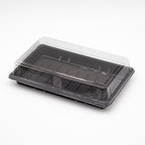 ST-4-010 Sakura/Black Sushi Tray with Clear Lid 100sets