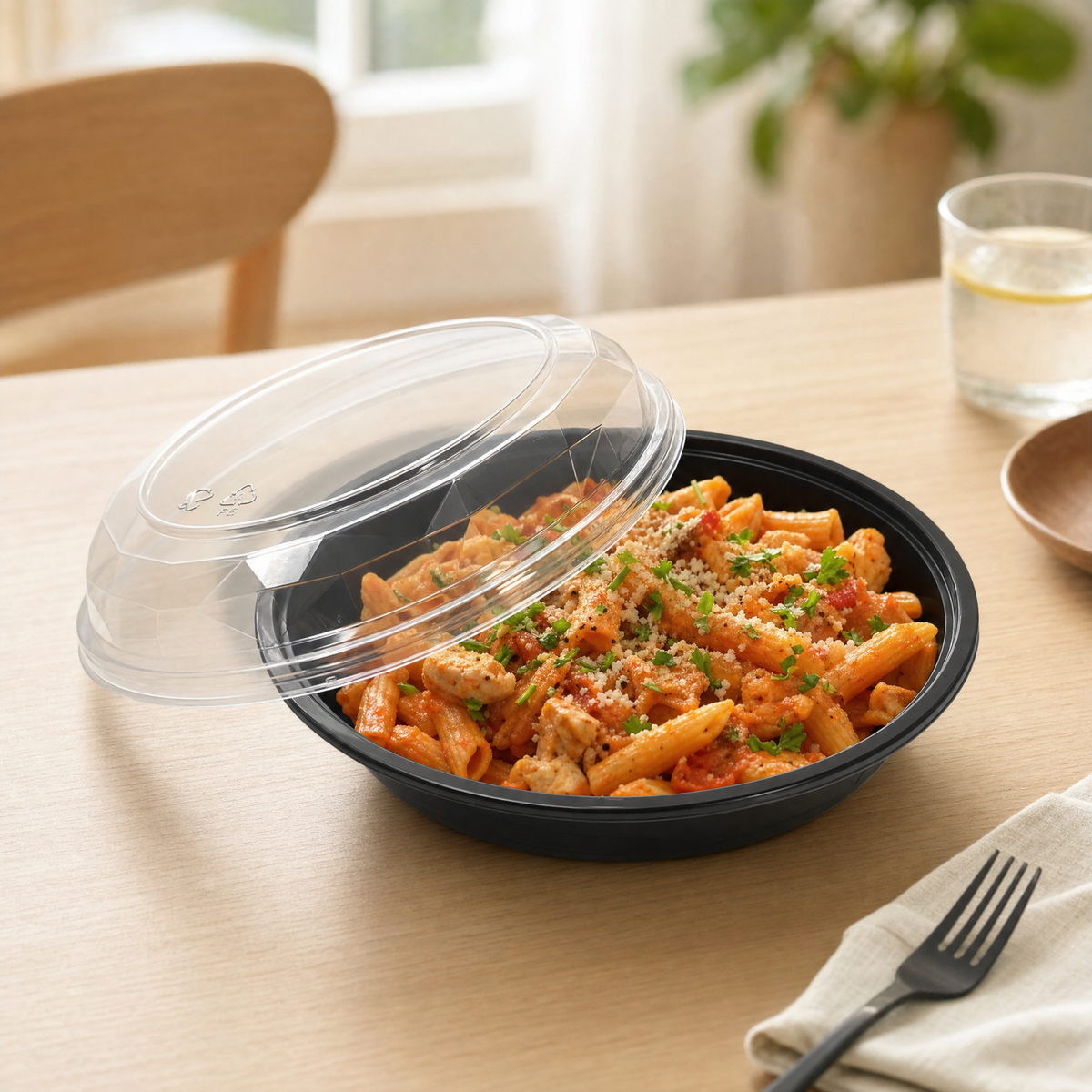 50sets 16oz Disposable Salad Containers with Dome Crystal Lids, BPA-Free Food Grade Plastic Bowls